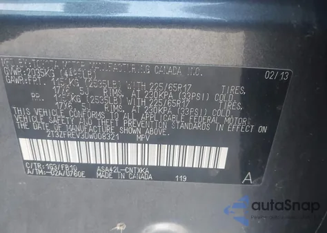 2013 Toyota Rav4 Le z USA, uszkodzony, nr VIN 2T3ZFREV3DW008321